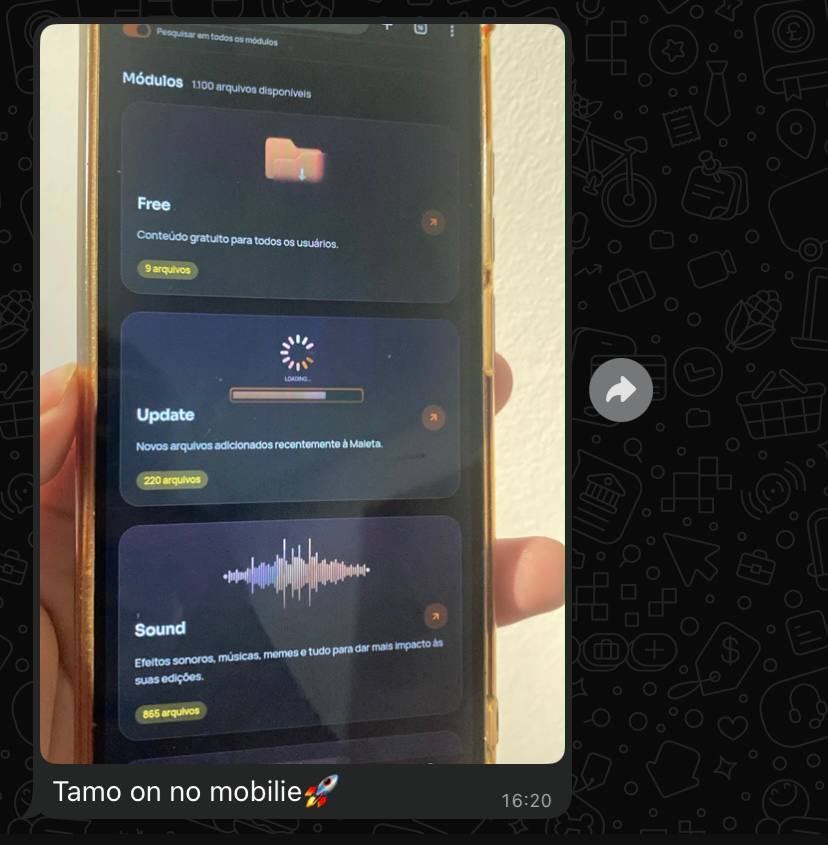 Maleta do Editor sendo usada no celular