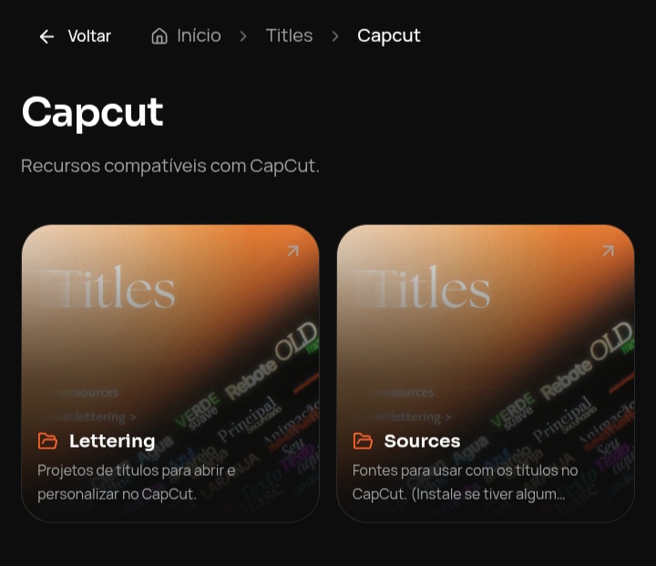 Módulo Titles para CapCut com projetos de lettering e fontes